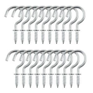 20pcs Cup Ceiling Hooks 1 Inch Metal Screw-in Ceiling Wall Hooks Silver White
